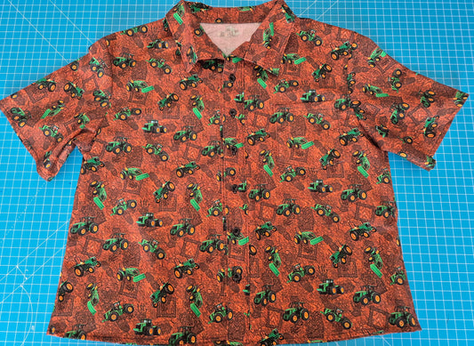 Boys Shirt Short Sleeve Tractor Print