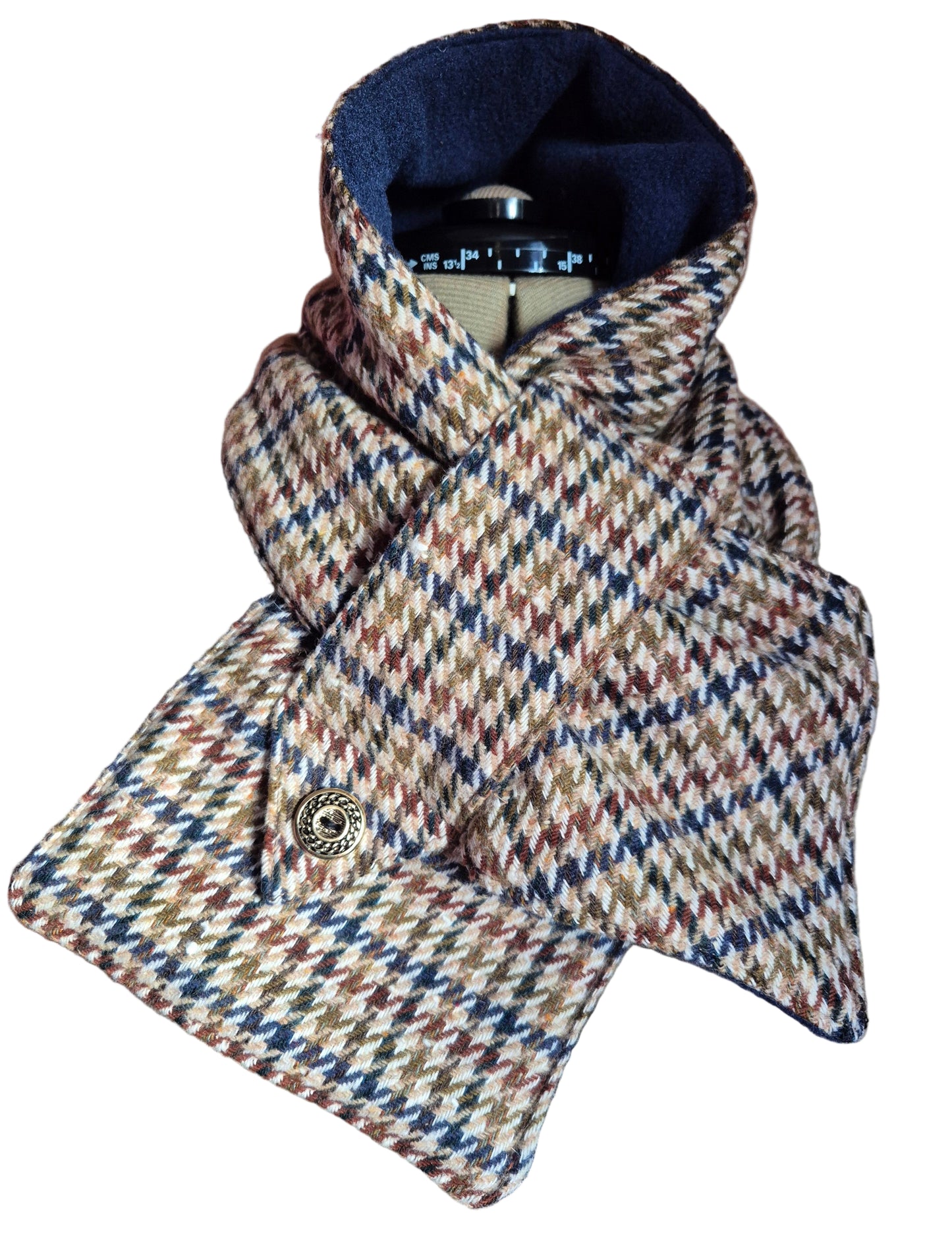 Fleece Lined Neck Warmer Wool Blend Herringbone Scarf Snood