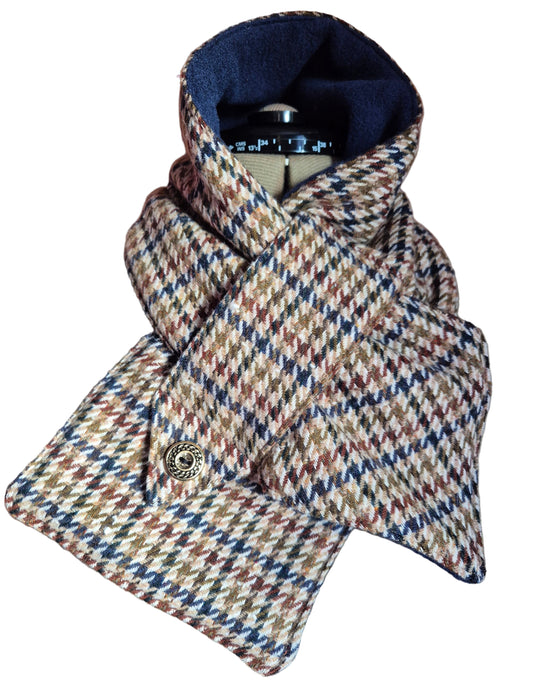 Fleece Lined Neck Warmer Wool Blend Herringbone Scarf Snood