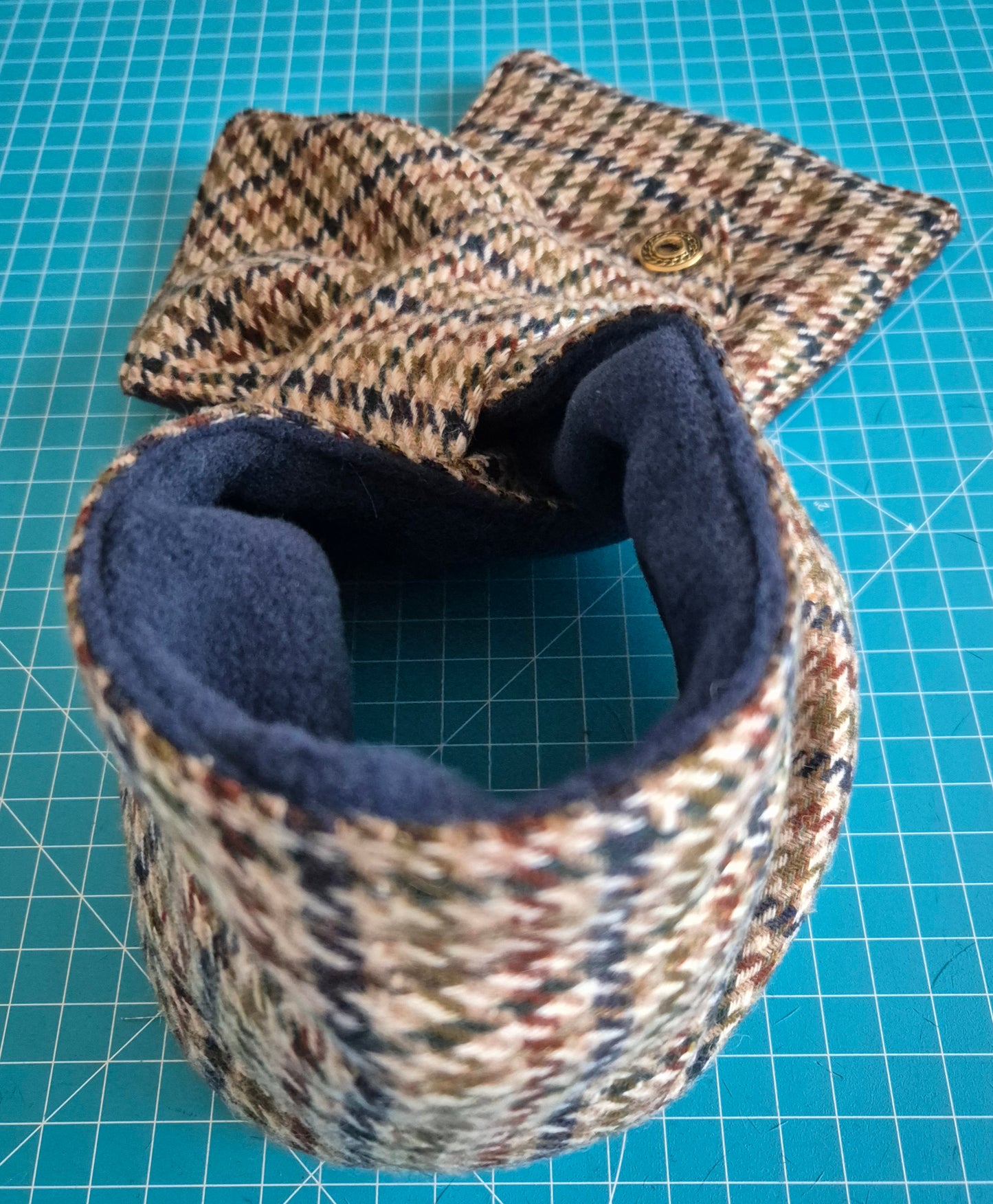 Fleece Lined Neck Warmer Wool Blend Herringbone Scarf Snood