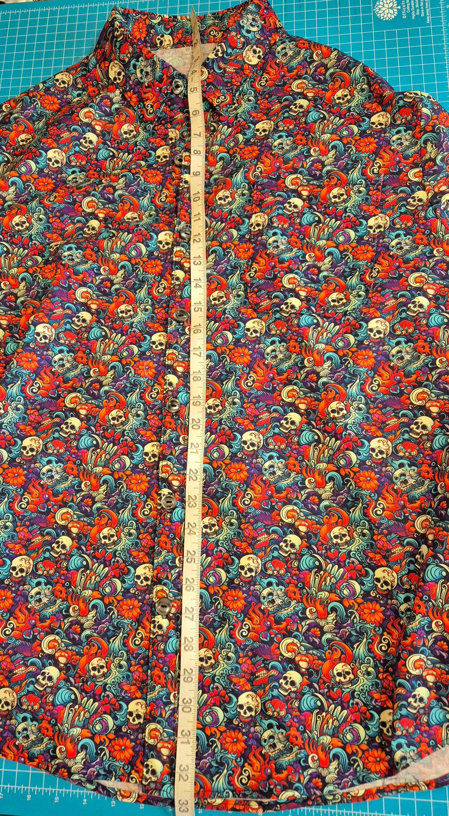Mens Skull Print Long Sleeved Gothic Shirt XL