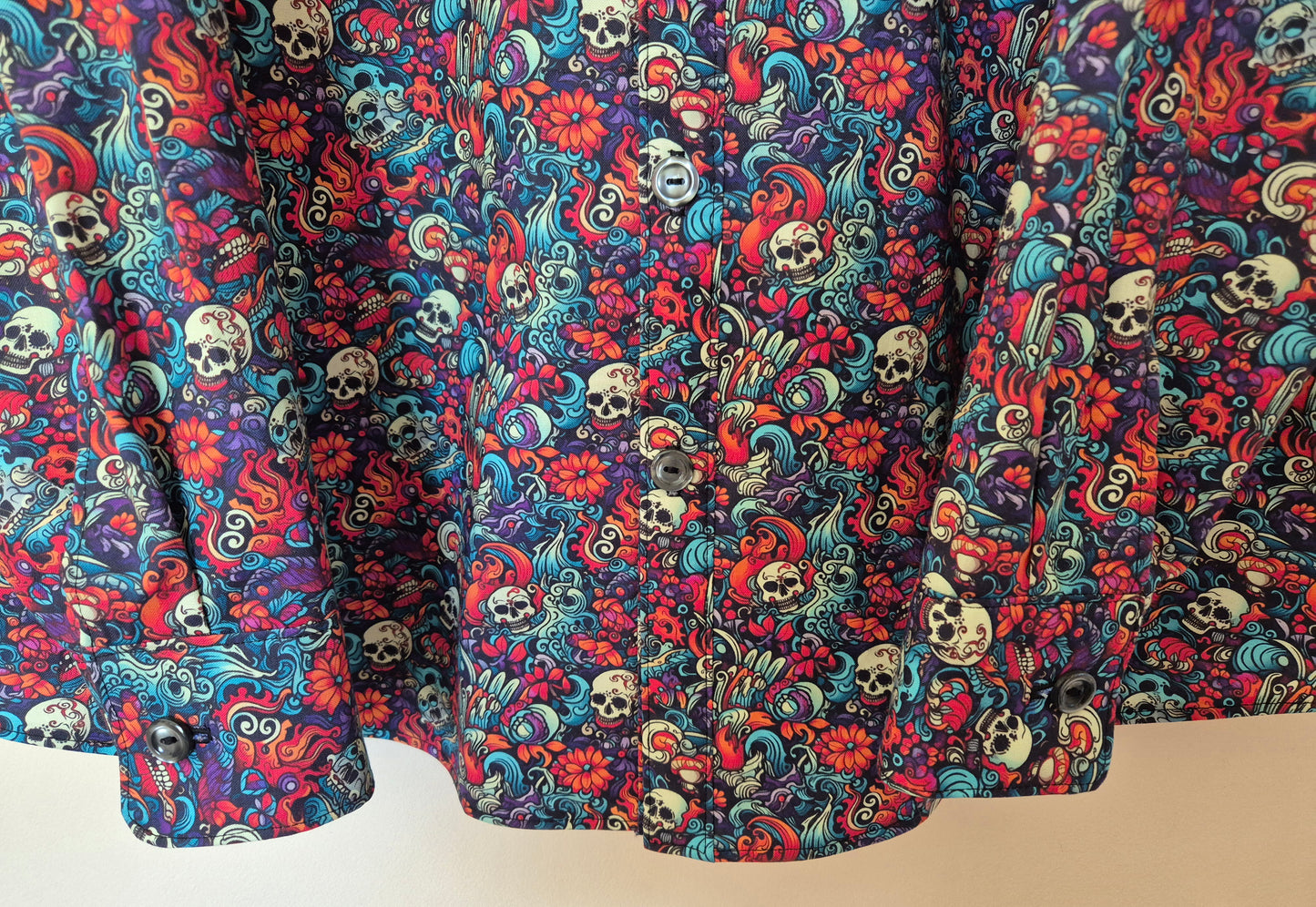 Mens Skull Print Long Sleeved Gothic Shirt XL