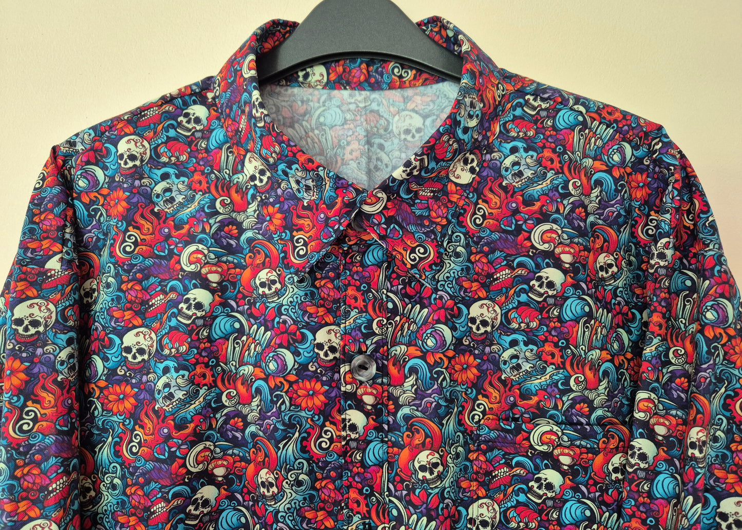 Mens Skull Print Long Sleeved Gothic Shirt XL