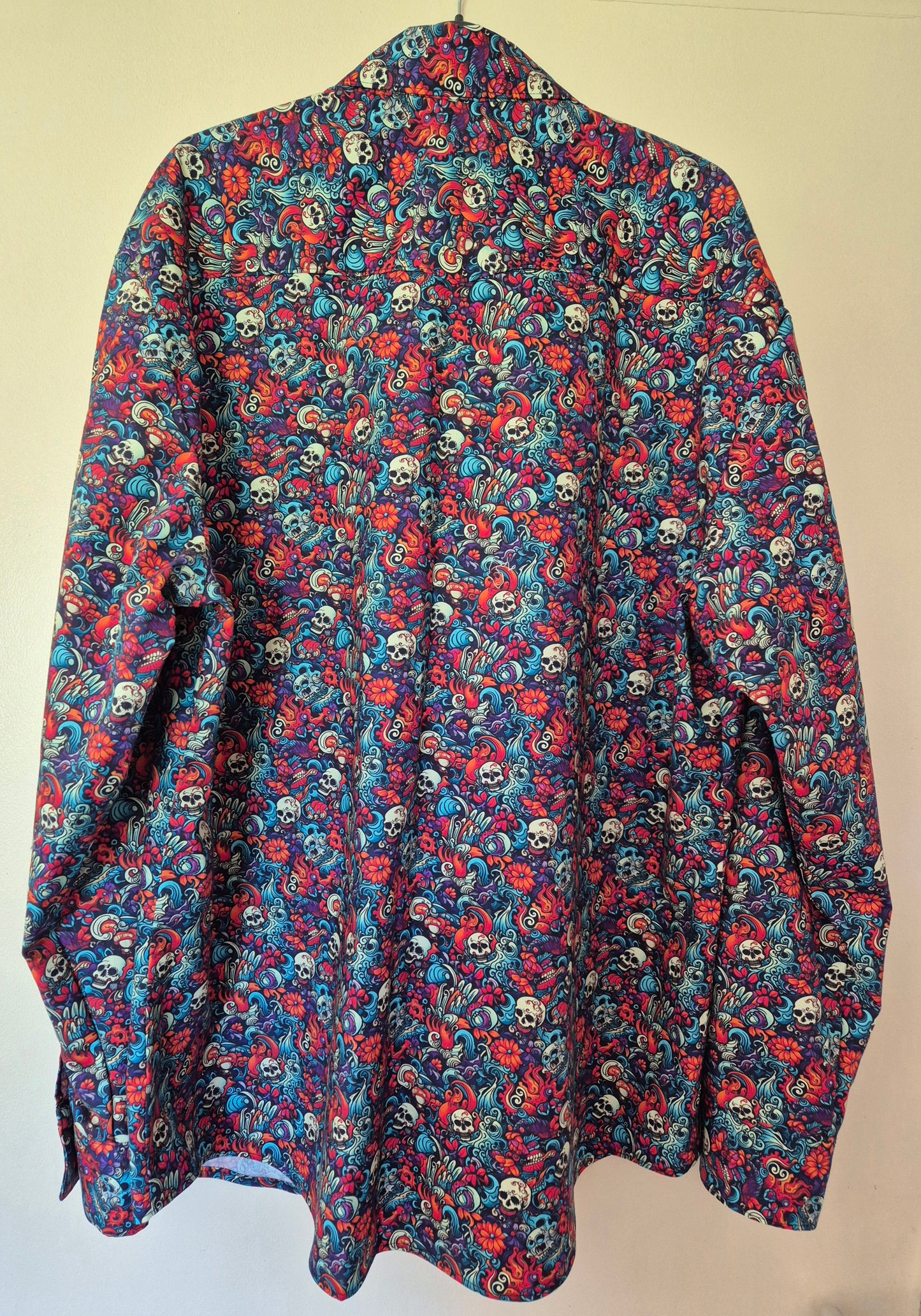 Mens Skull Print Long Sleeved Gothic Shirt XL
