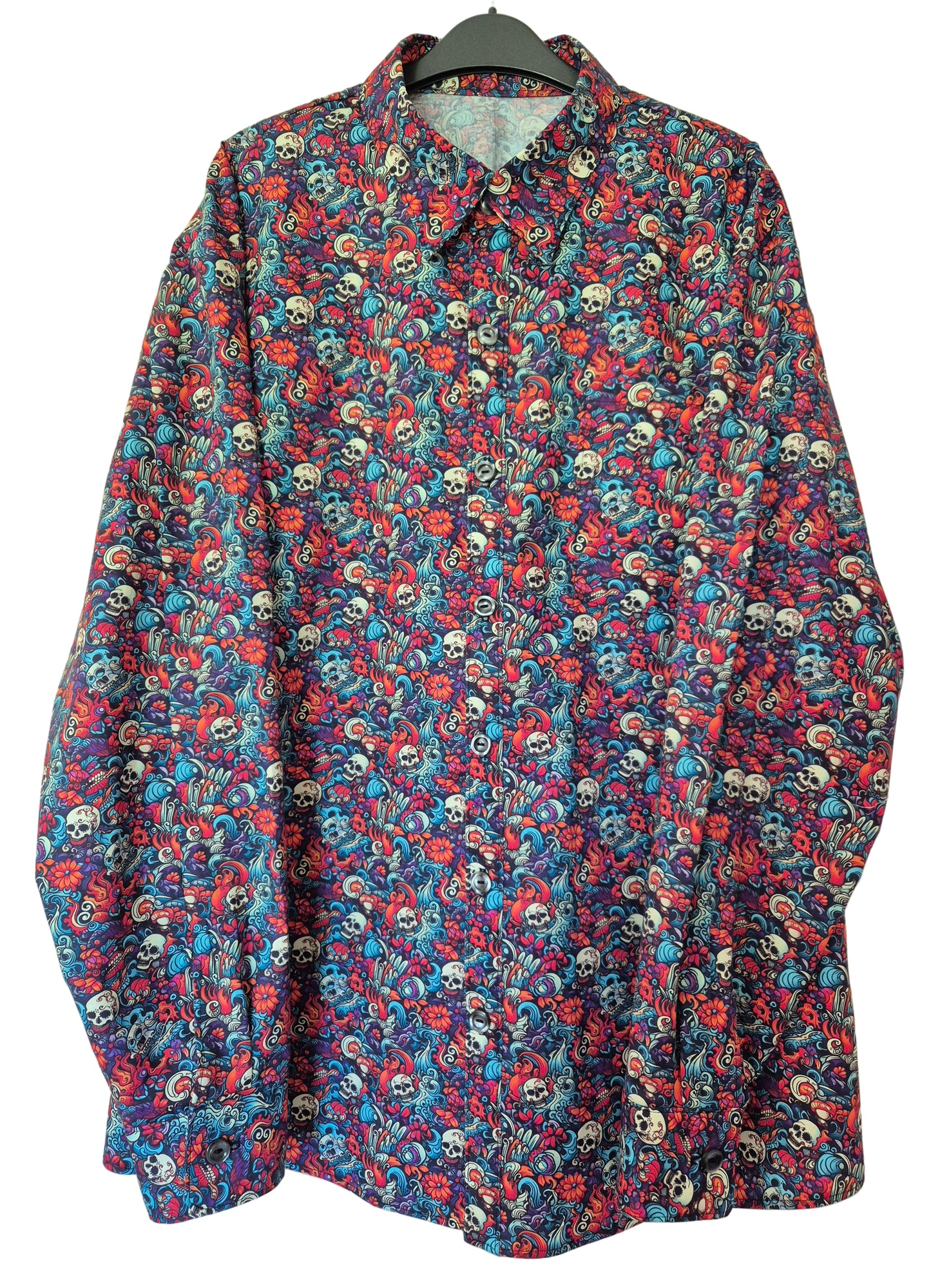 Mens Skull Print Long Sleeved Gothic Shirt XL