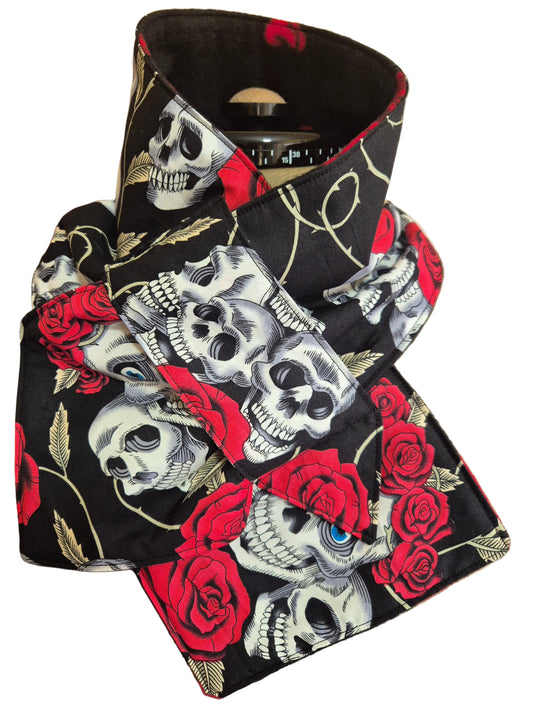 Skulls And Roses Snood Fleece Lined Scarf Neck Warmer