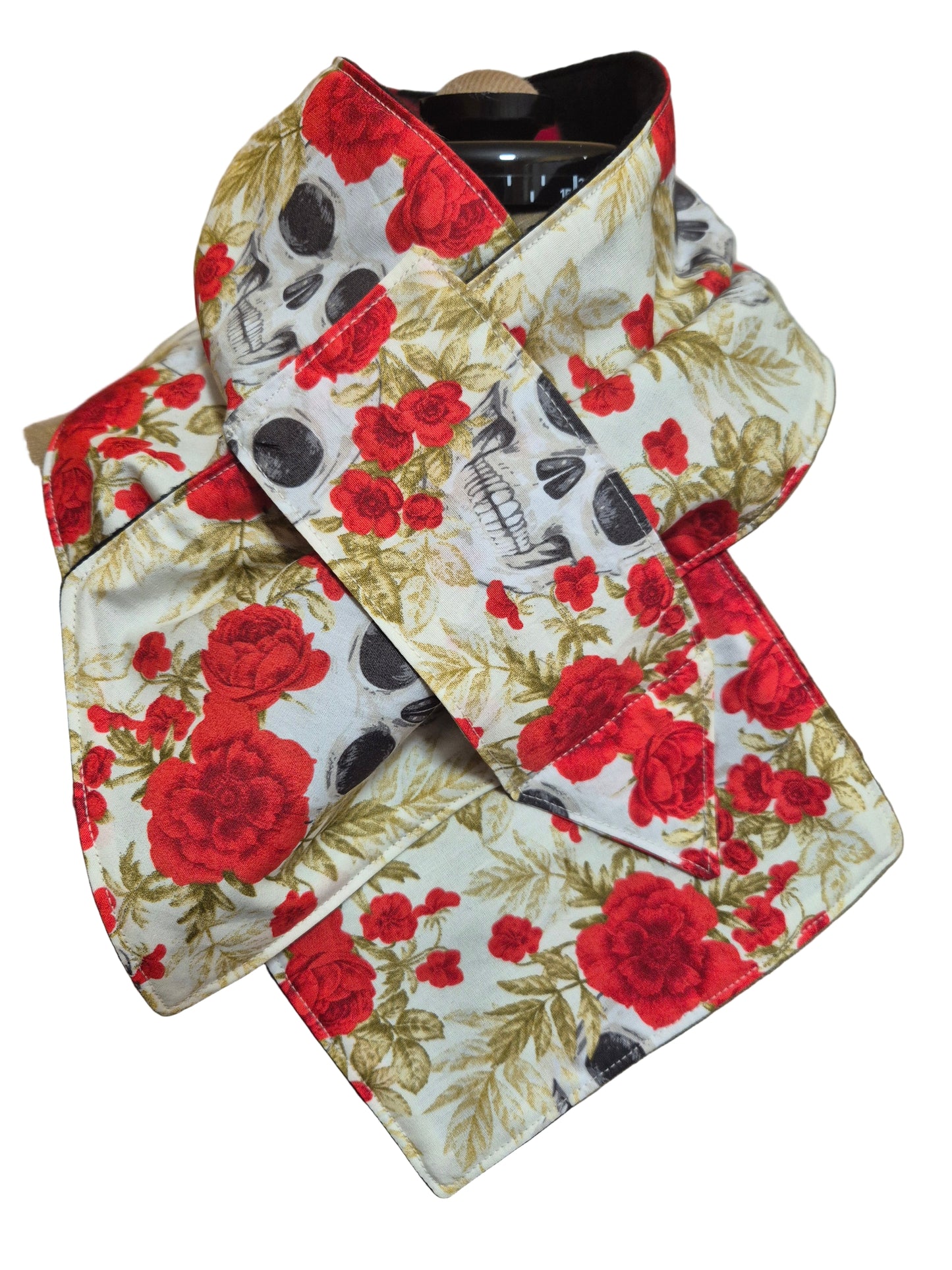 Fleece Lined Skulls And Roses Snood Scarf Neck Warmer