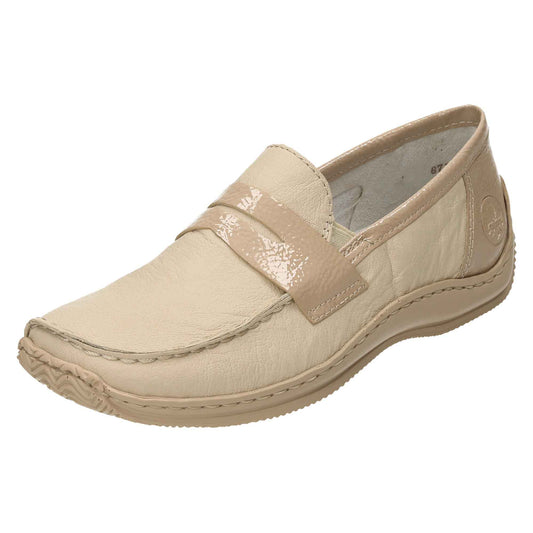 Leather Loafers Beige Flat Shoes