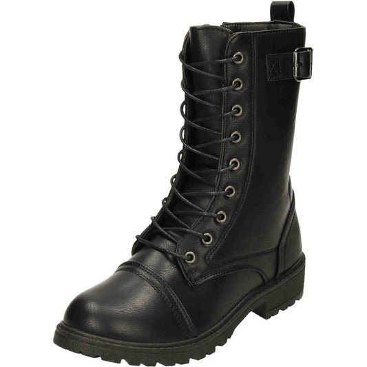 Military Combat Boots Lace Up Zip Black Punk Goth Victorian