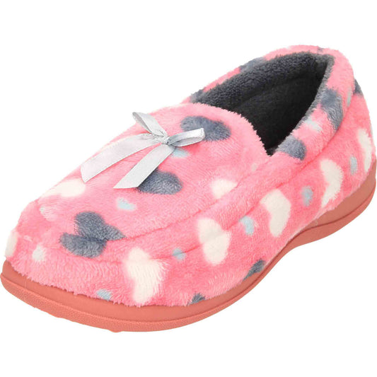 Pink Moccasin Slippers Memory Foam Wide