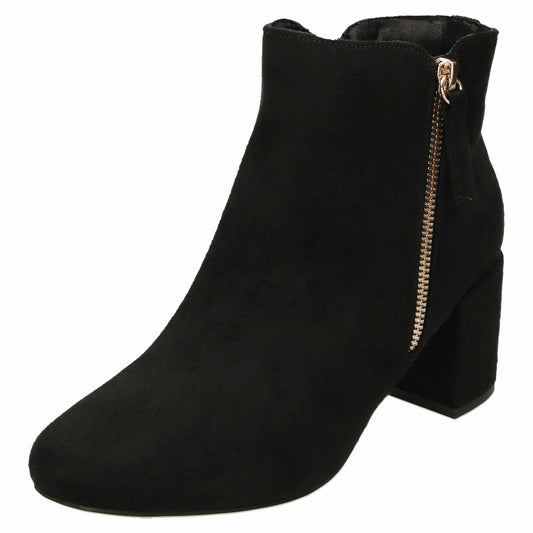 Black Block Heel Ankle Boot Wide Fit