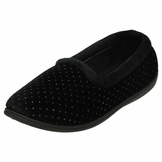 Black Slippers Cushioned Wide Fit