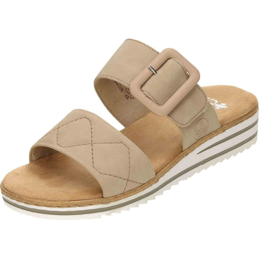 Rieker Ladies Slip On Low Wedge Heel Sandals V0694-62