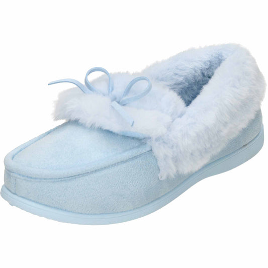 Blue Moccasin Slippers Cushioned