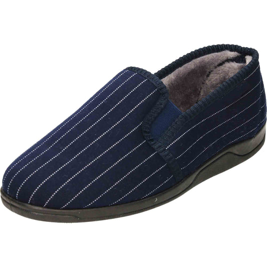 Mens Navy Blue Slippers Cushioned House Shoes