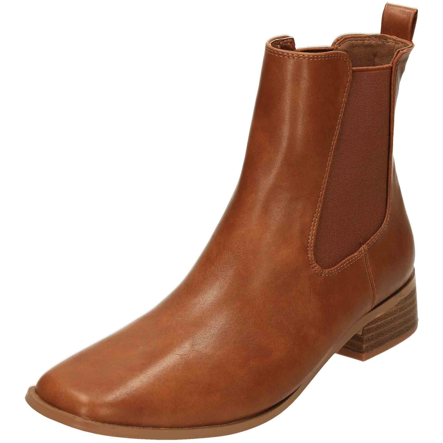 Tan Flat Ankle Chelsea Boot Wide Fit