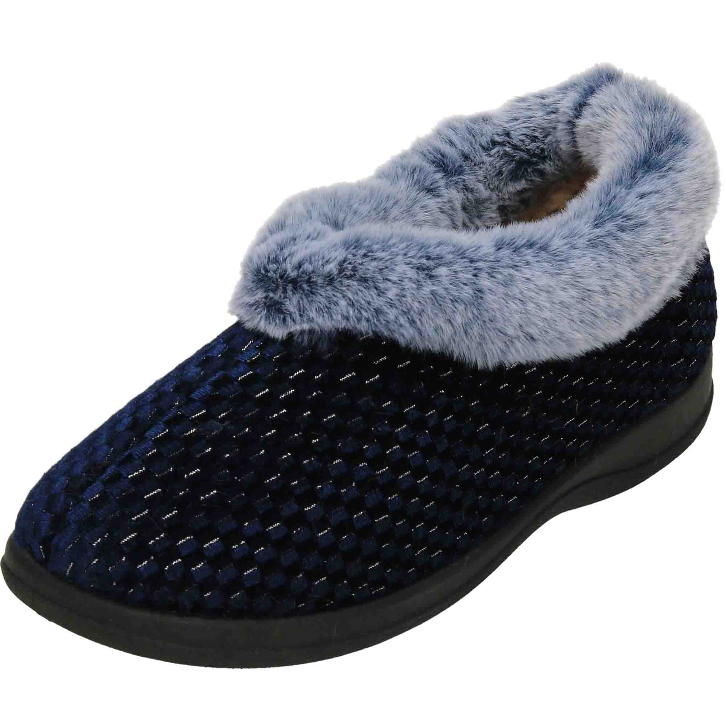 Blue Slipper Boots Ladies Cushioned Warm House Shoe