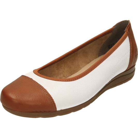 White Brown Leather Flat Shoes L9351-81 Loafer UK 6.5