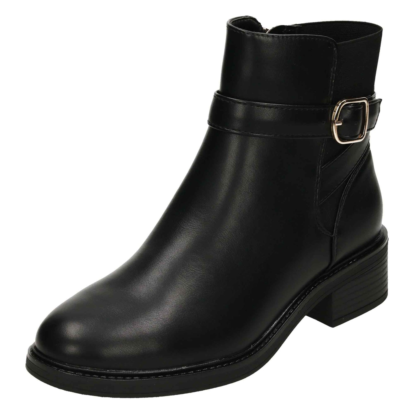 Black Buckle Chelsea Ankle Boots