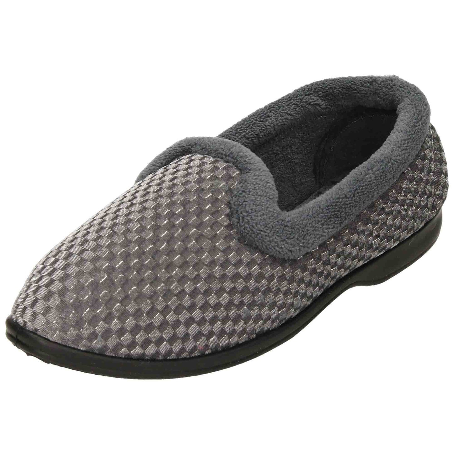 Grey Wide Fit Slippers Cushioned