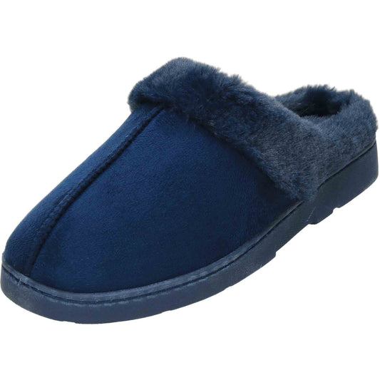 Slippers Mule Clogs Navy Blue Warm Cushioned Slip On