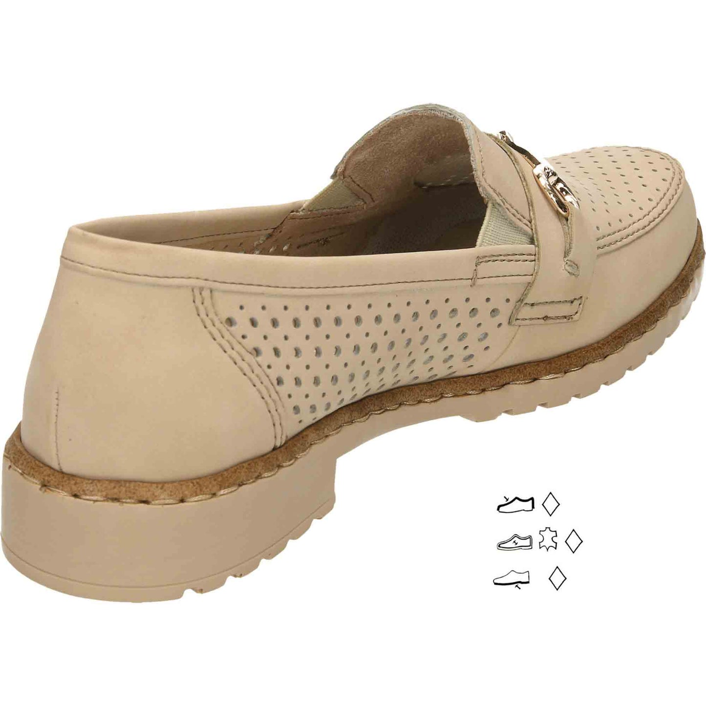 Rieker Beige Loafer Flat Shoes 51865-60 - UK 5