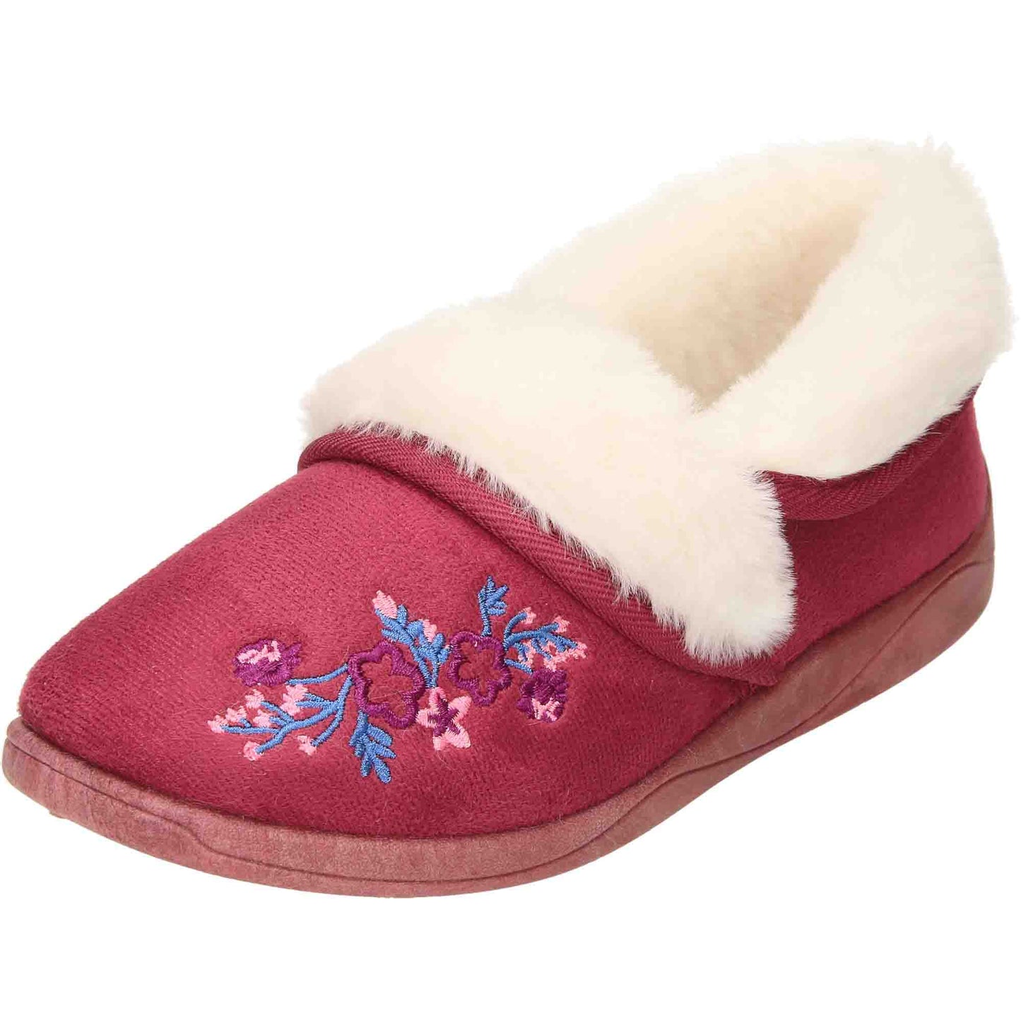 4 Way Slipper Boots Cushioned Burgundy