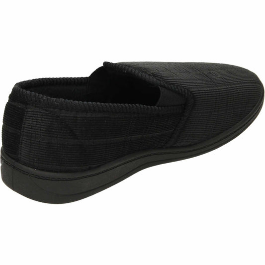 Black Cord Mens Slippers Wide Fit