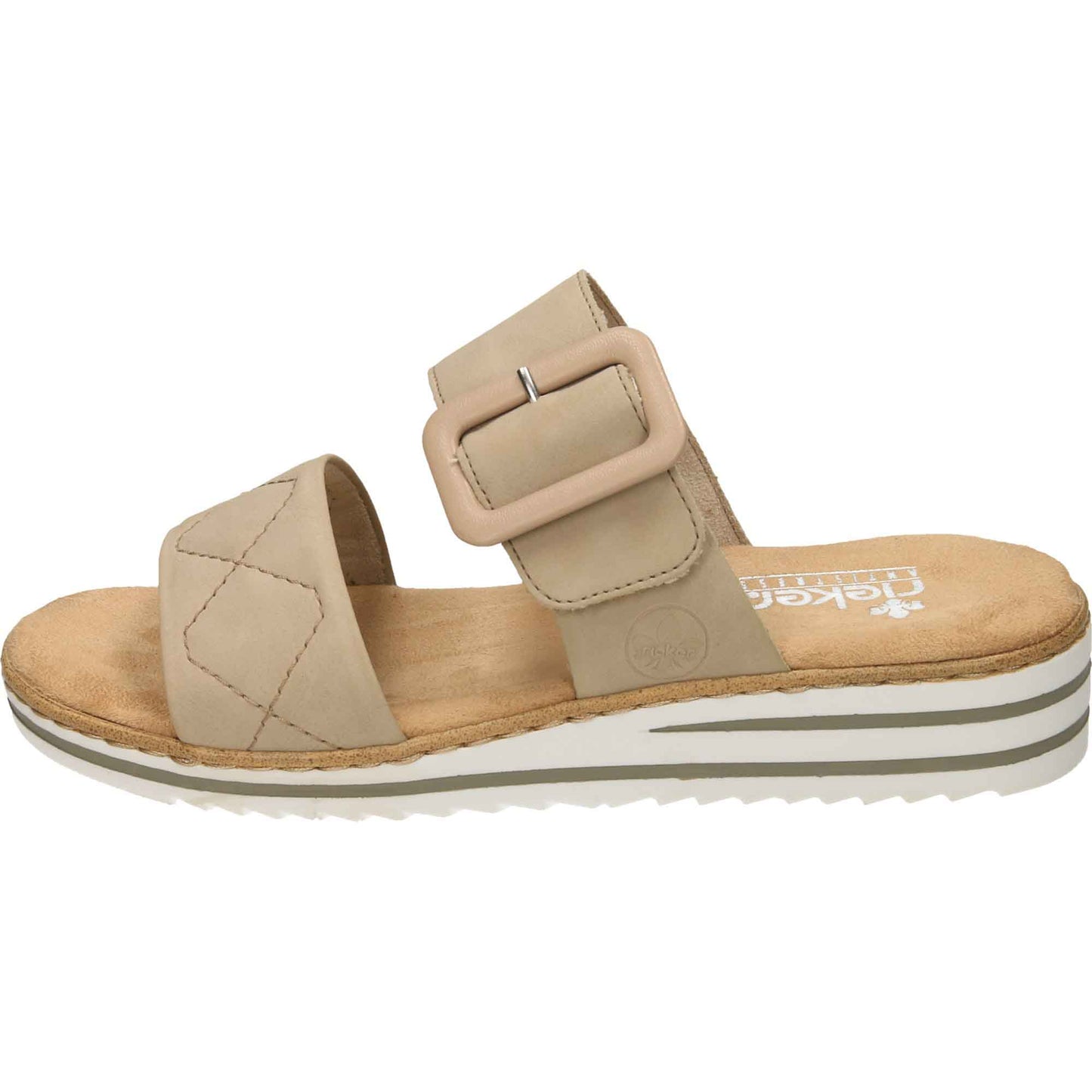 Rieker Ladies Slip On Low Wedge Heel Sandals V0694-62
