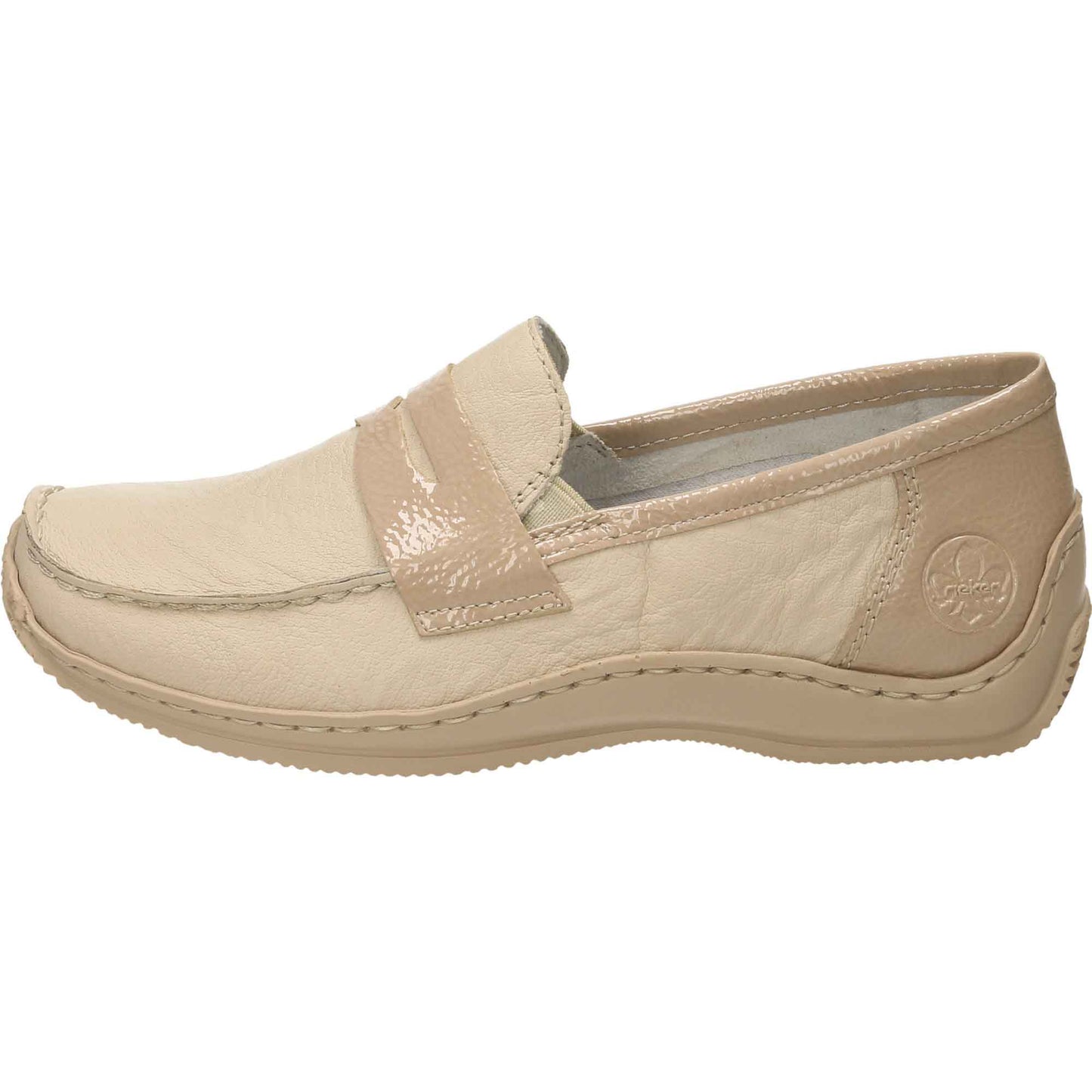 Leather Loafers Beige Flat Shoes