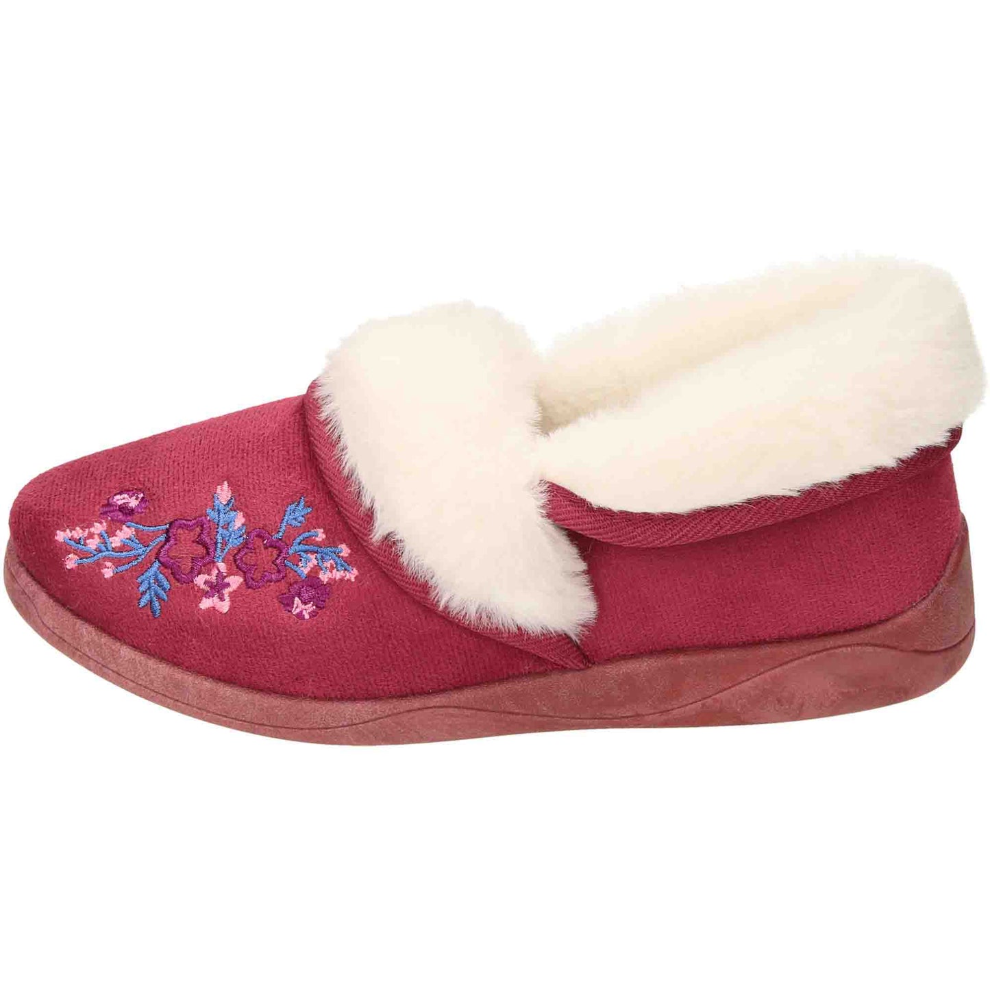 4 Way Slipper Boots Cushioned Burgundy