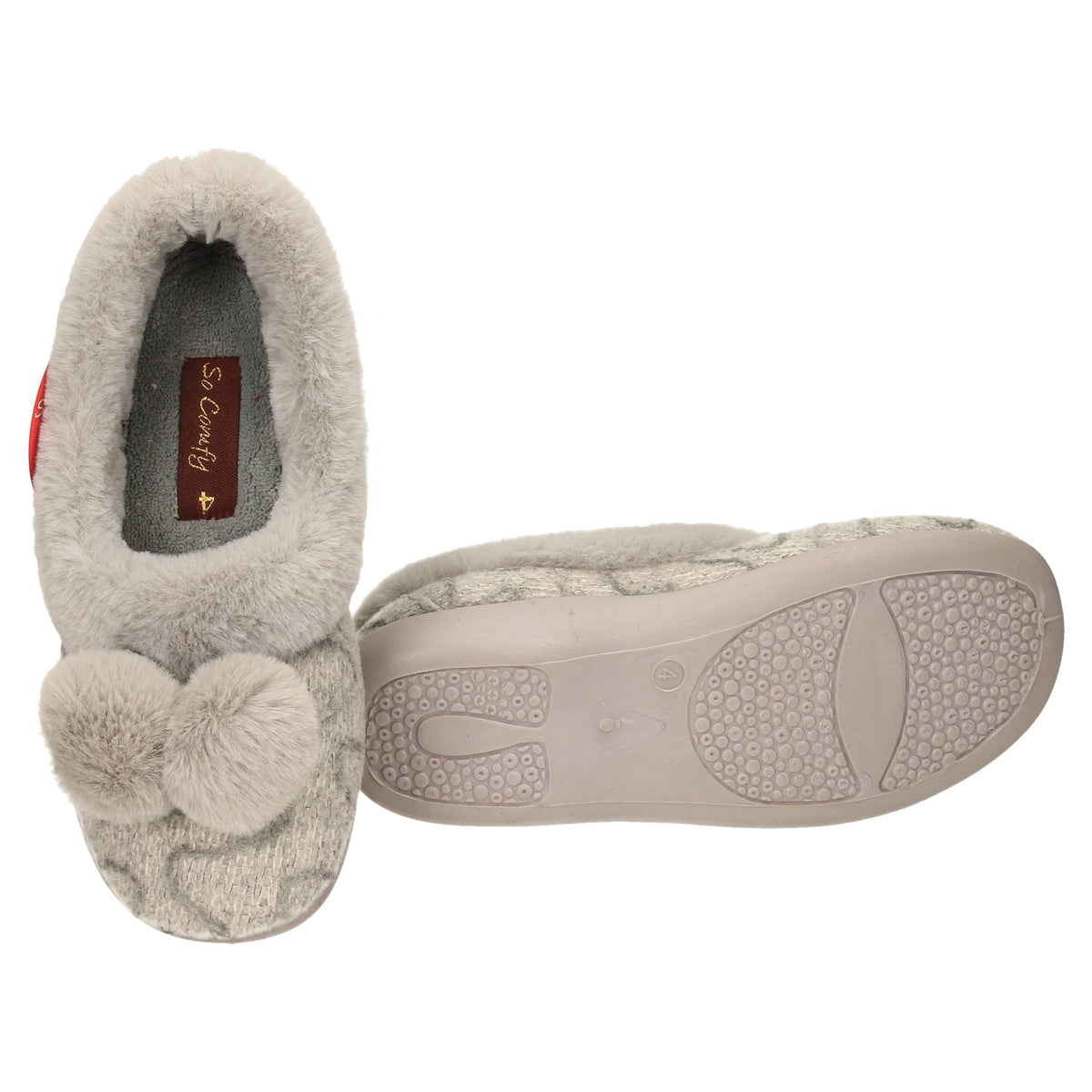 Grey Knitted Slippers
