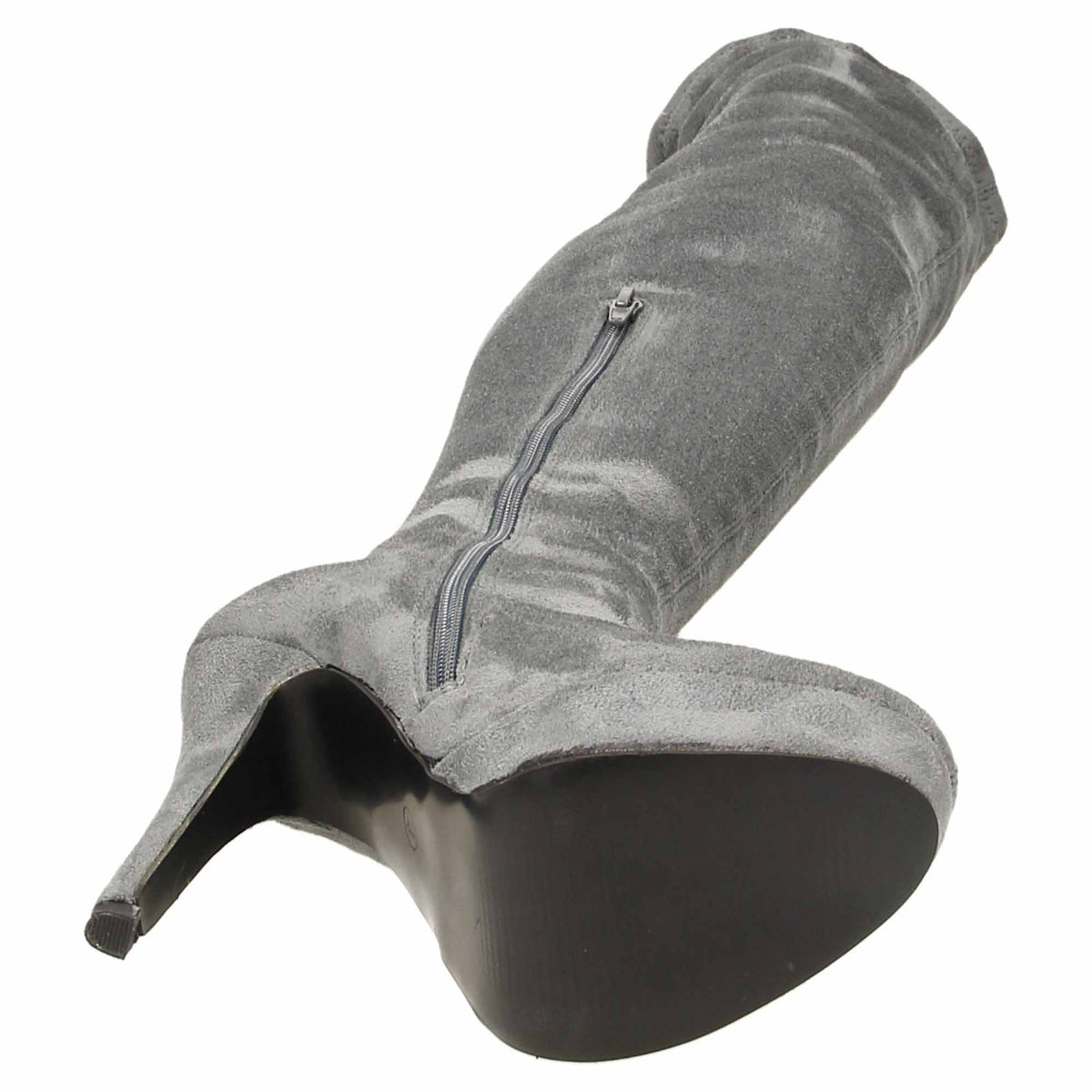 High Heel Over The Knee Platform Grey Boots