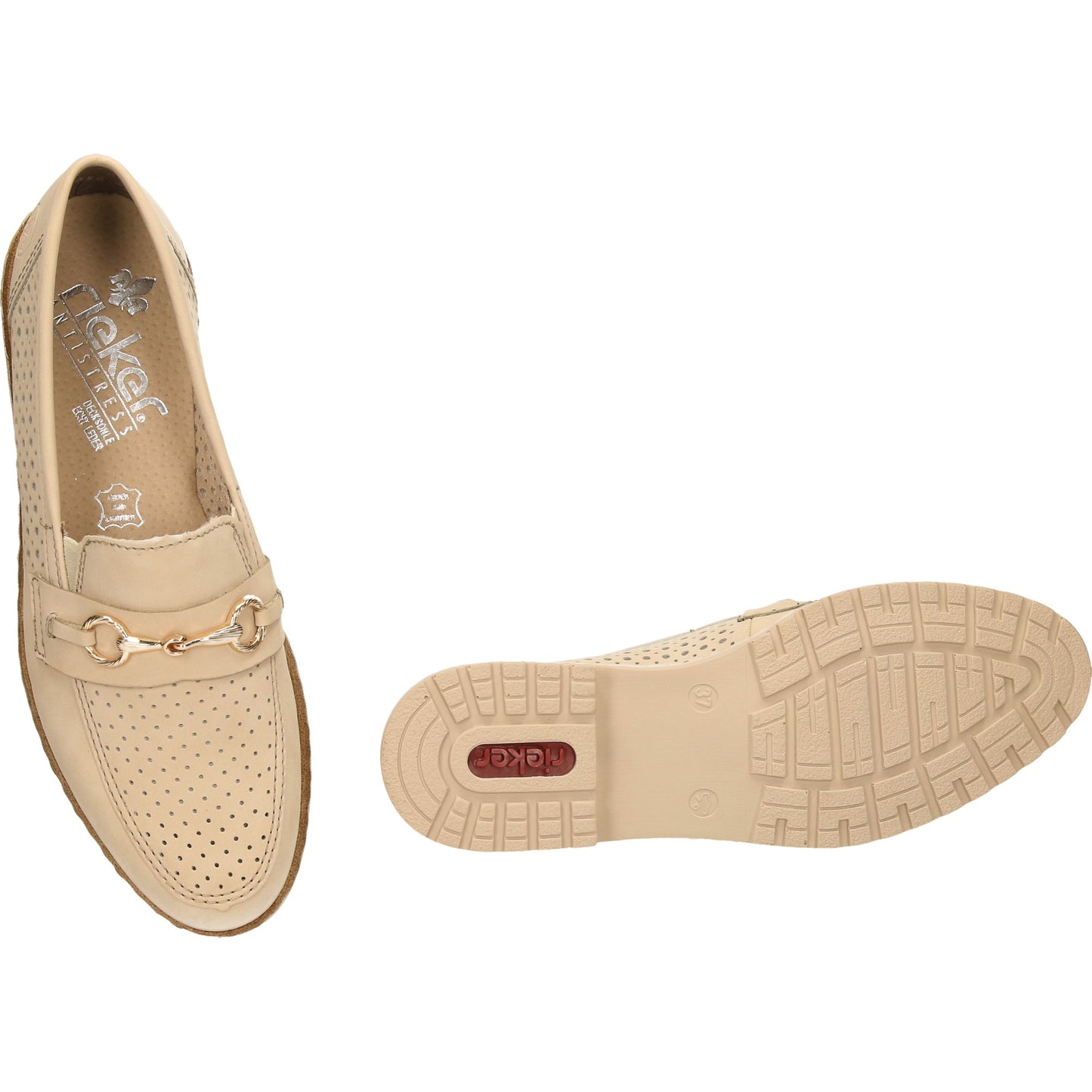 Rieker Beige Loafer Flat Shoes 51865-60 - UK 5