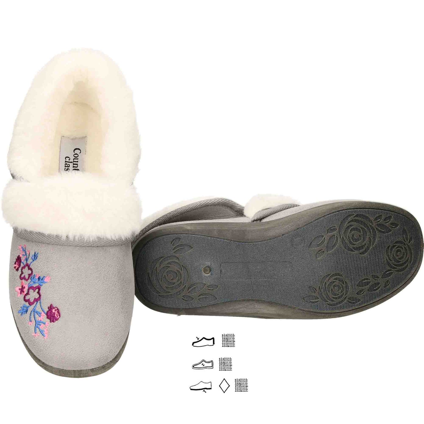 4 Way Slipper Boots Cushioned Grey