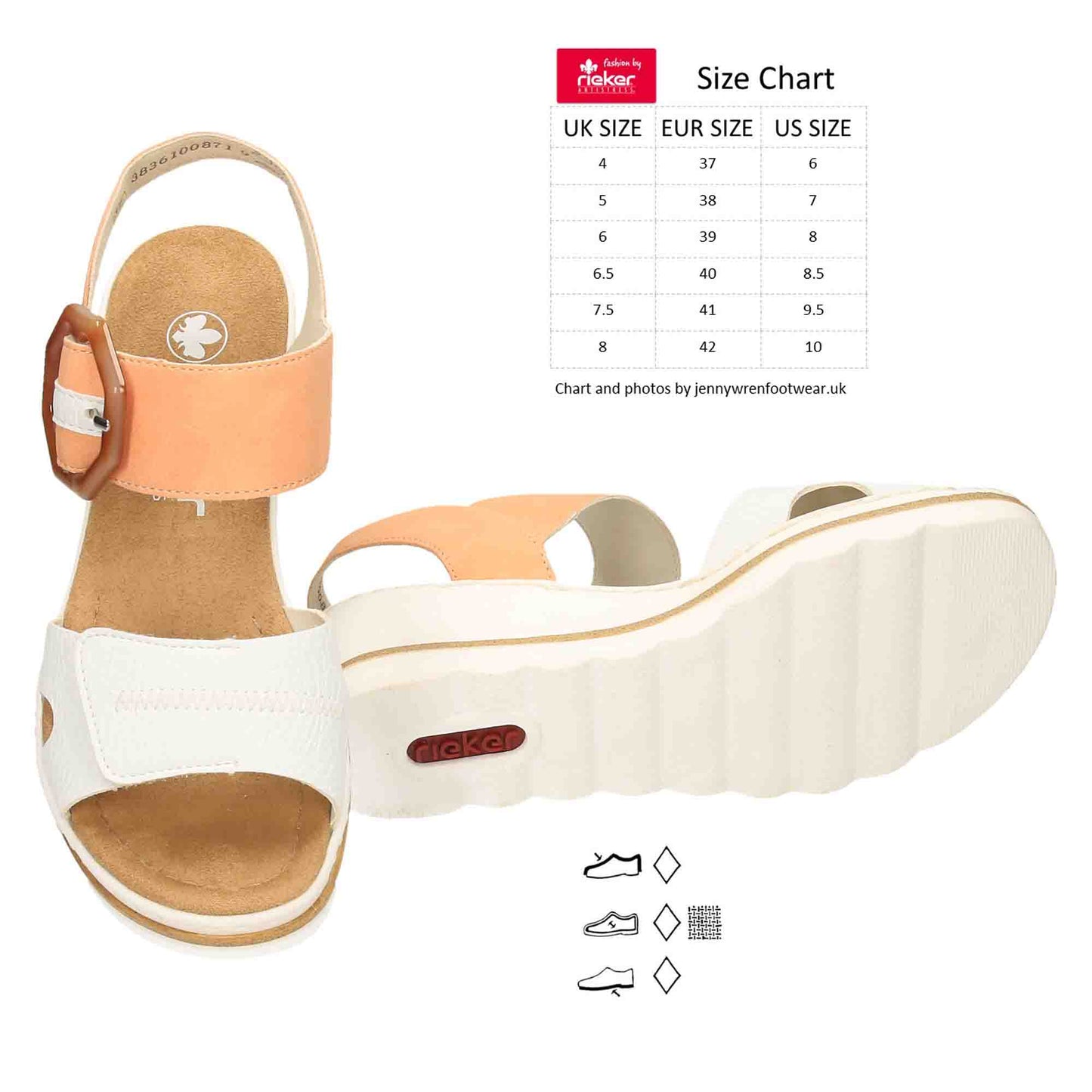 Rieker Ladies Wedge Heel Open Toe Sandals 67476-38