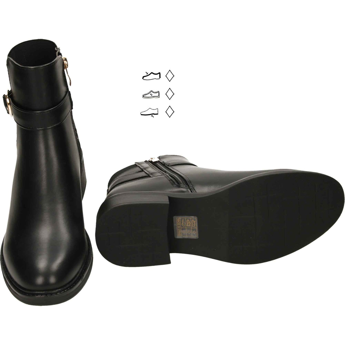 Black Buckle Chelsea Ankle Boots