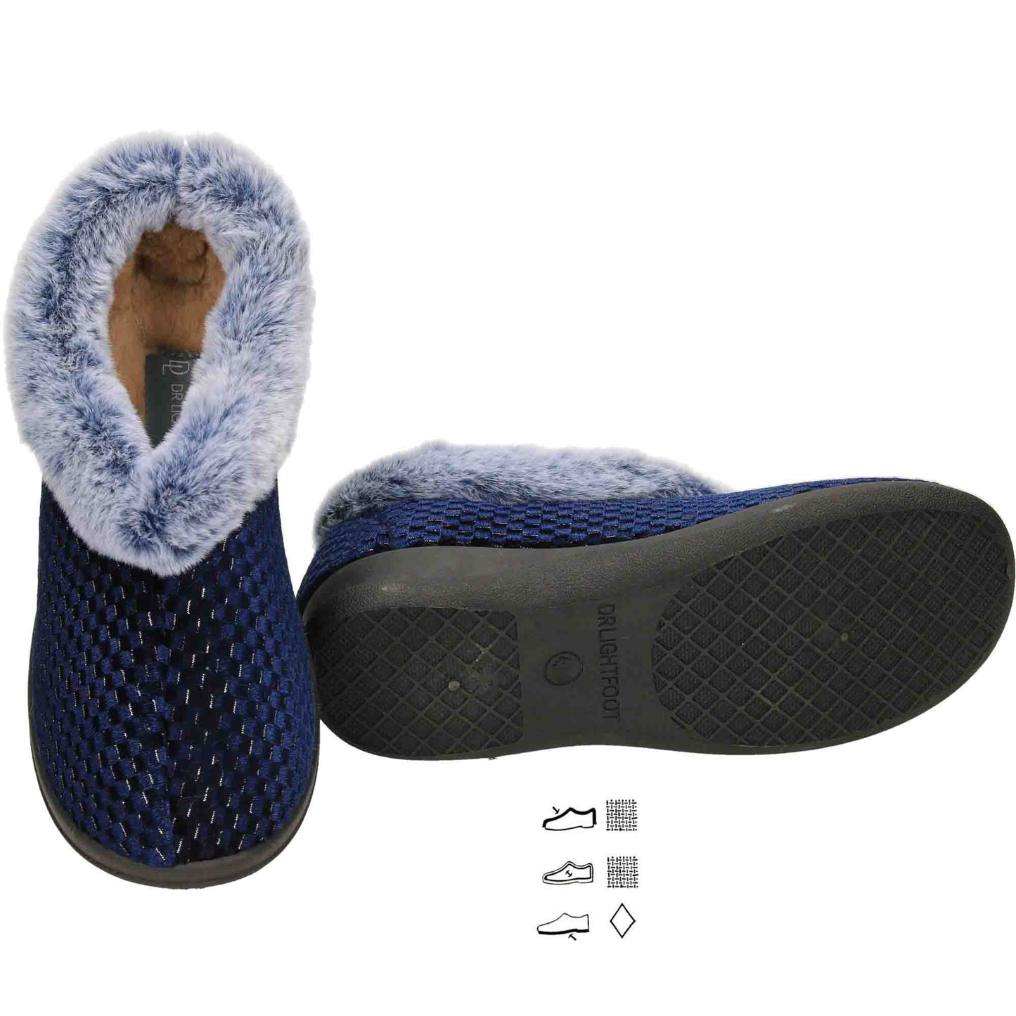Blue Slipper Boots Ladies Cushioned Warm House Shoe