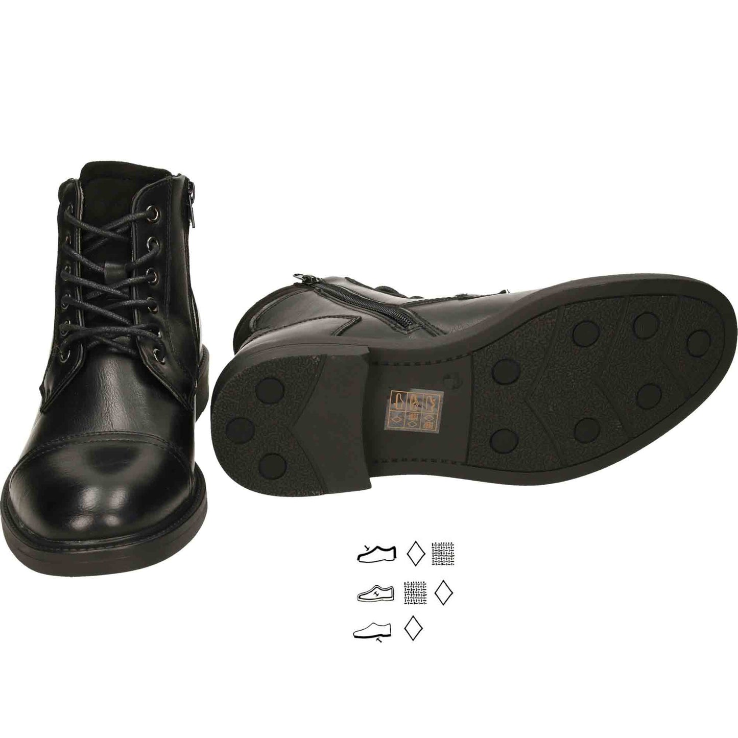 Mens Black Ankle Boots Lace Up Zip Formal Work Shoes