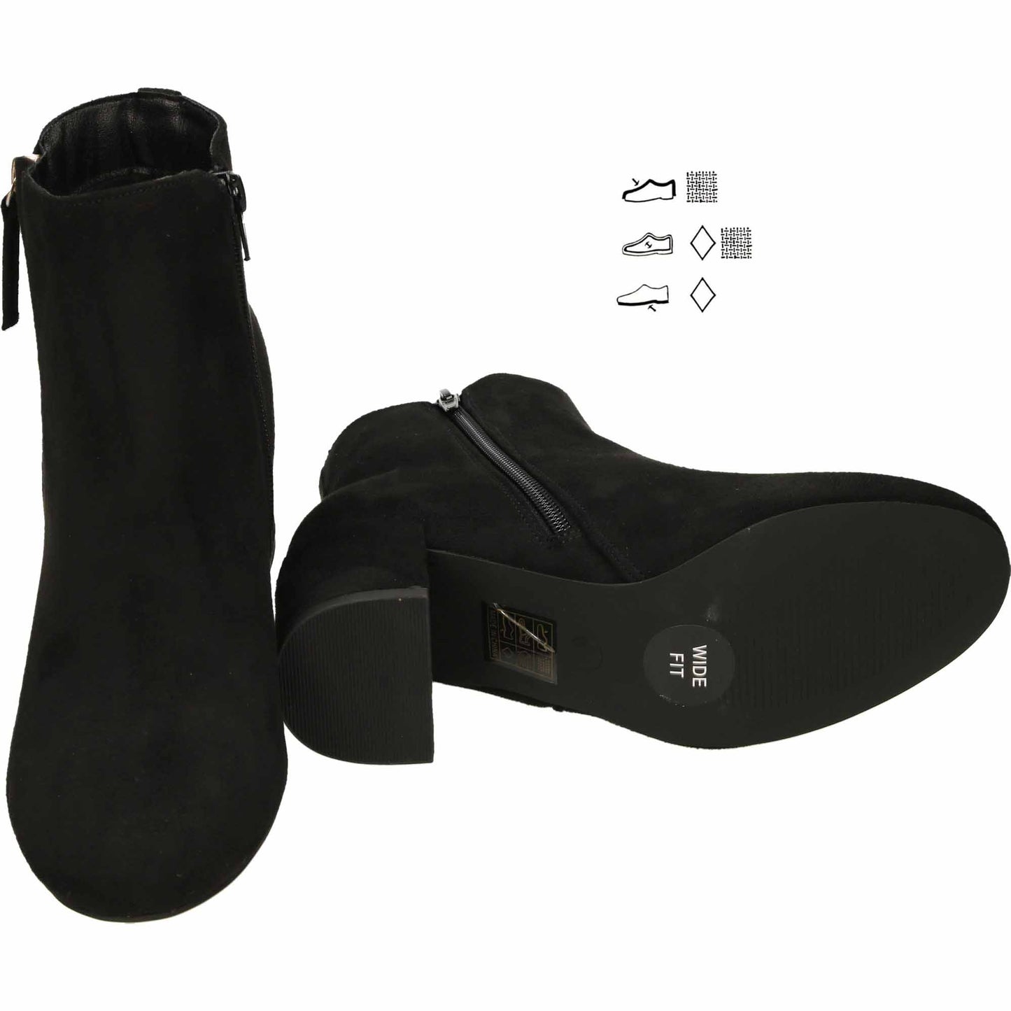 Black Block Heel Ankle Boot Wide Fit