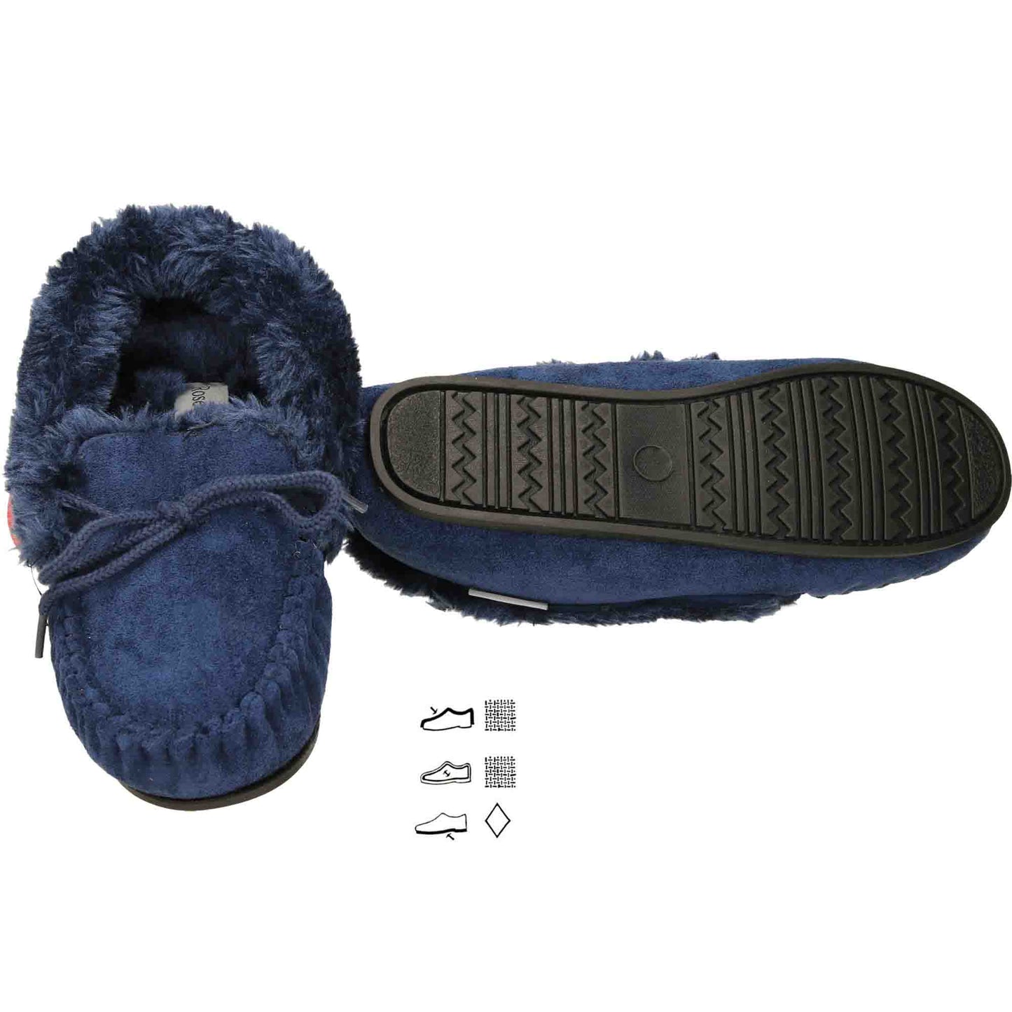 Navy Blue Moccasin Slippers Cushioned