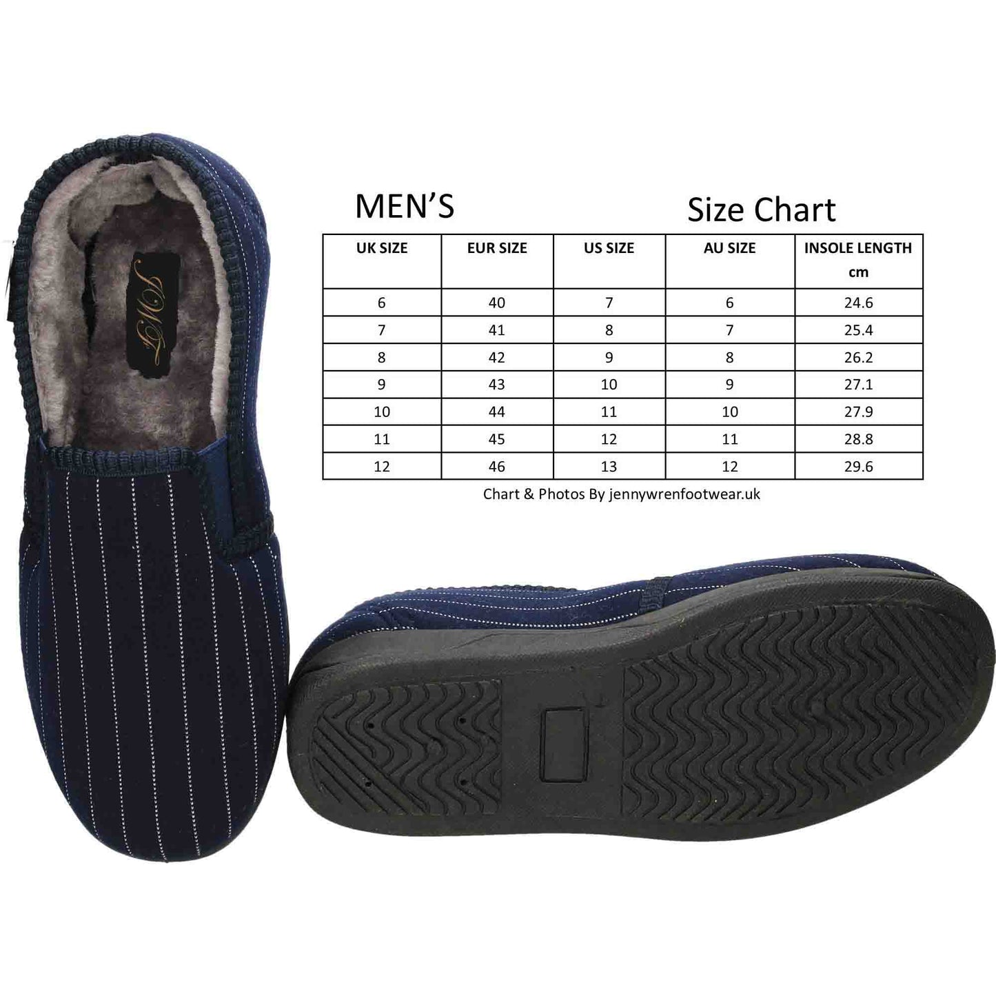 Mens Navy Blue Slippers Cushioned House Shoes