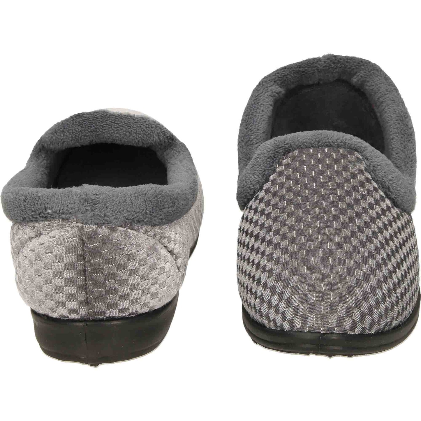 Grey Wide Fit Slippers Cushioned
