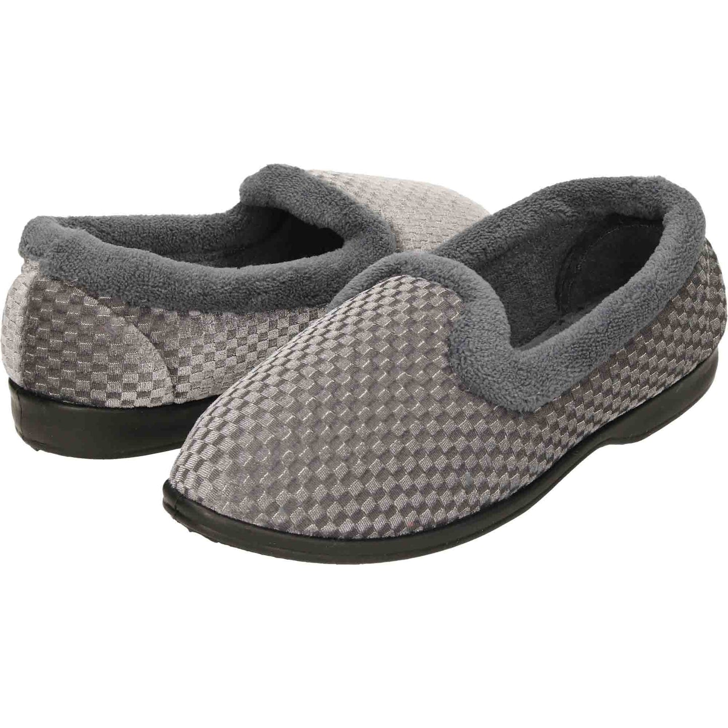 Grey Wide Fit Slippers Cushioned