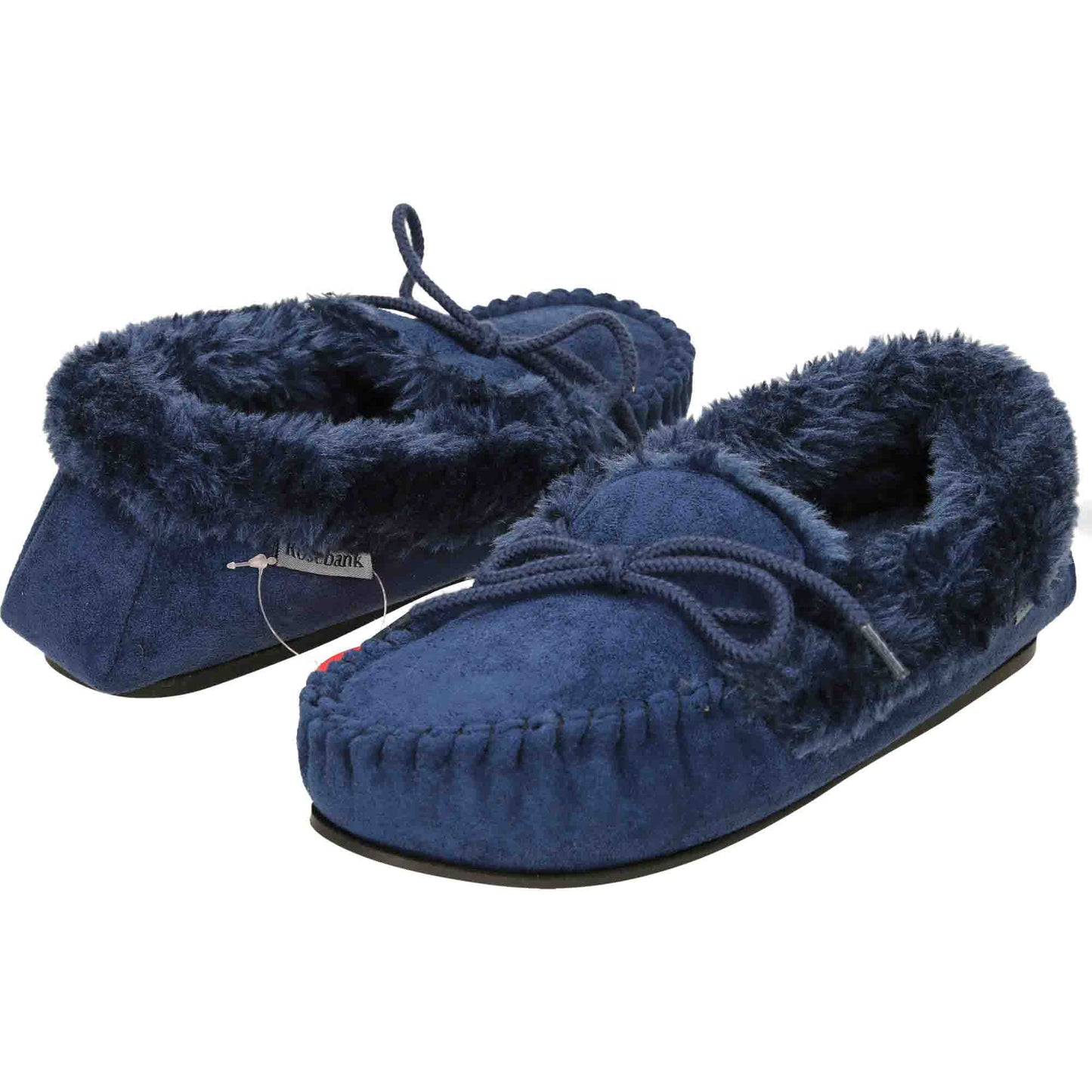Navy Blue Moccasin Slippers Cushioned