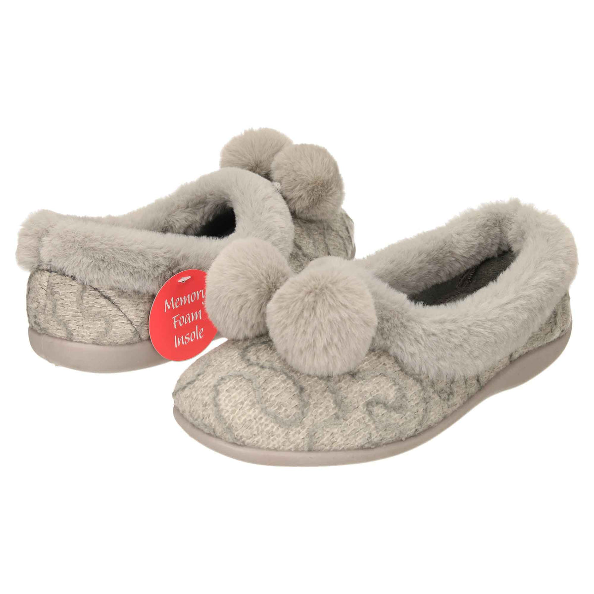 Grey Knitted Slippers