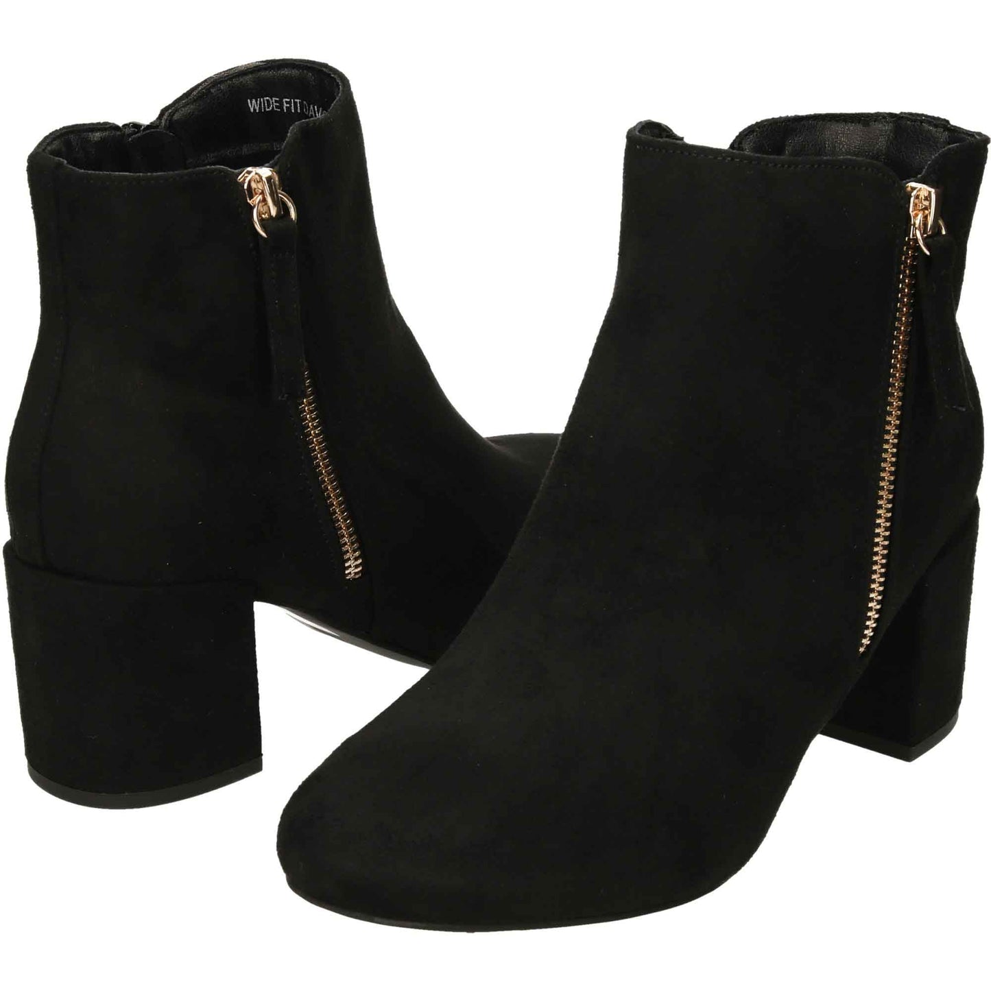 Black Block Heel Ankle Boot Wide Fit