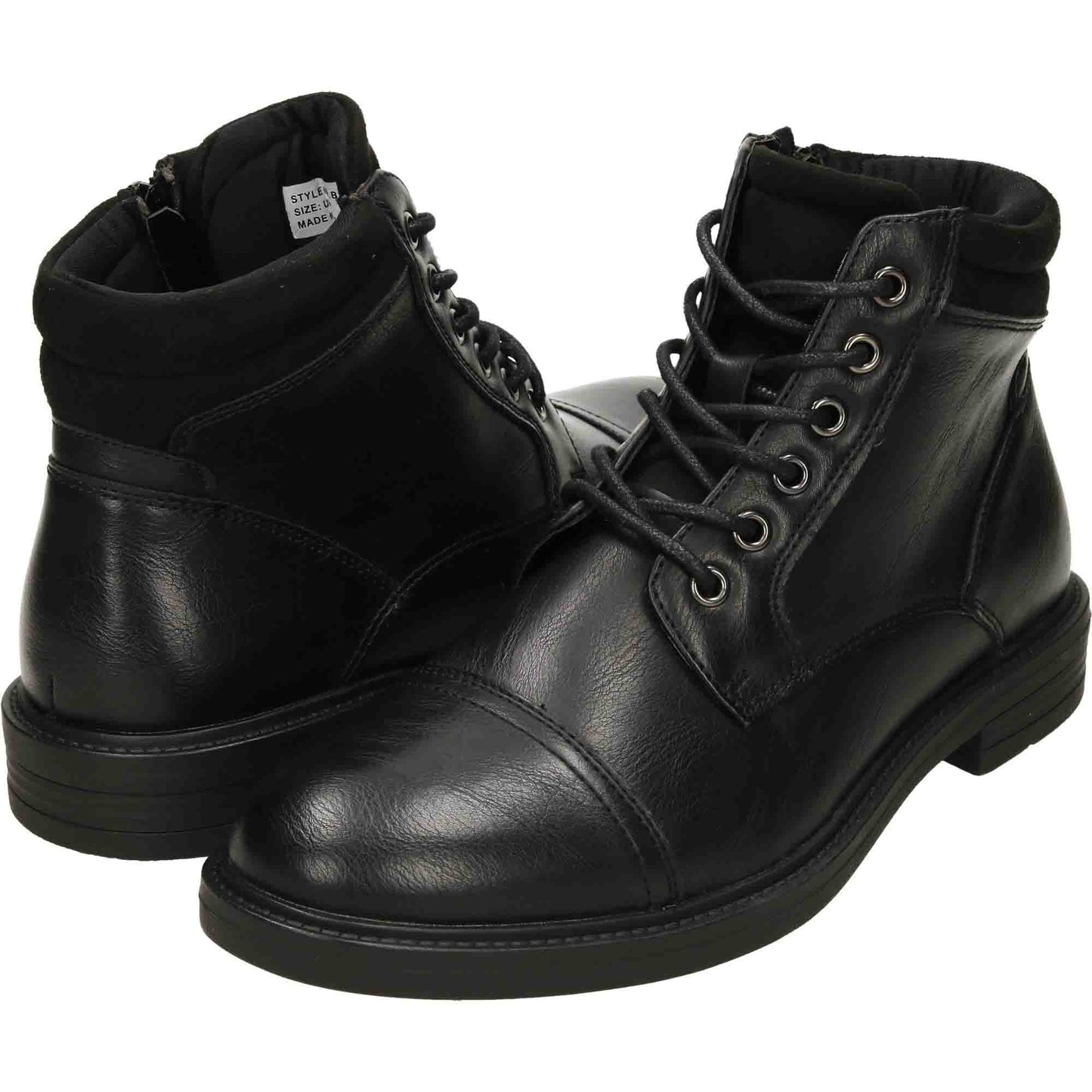 Mens Black Ankle Boots Lace Up Zip Formal Work Shoes