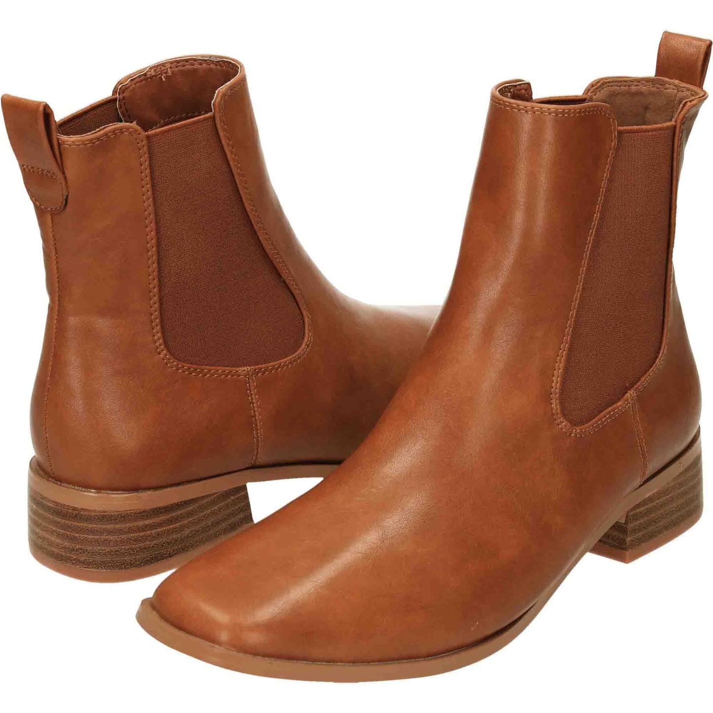 Tan Flat Ankle Chelsea Boot Wide Fit