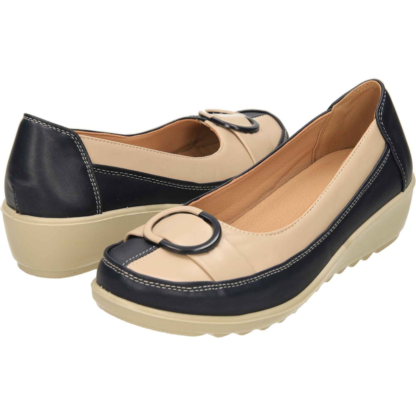 Wide Fit Low Wedge Heel Court Shoes